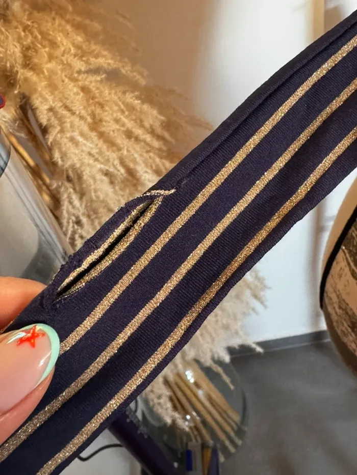 Bikini bleu marine rayé doré - photo numéro 11