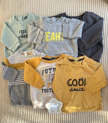 Lot de  6 pull garçon -6 mois : kiabi obaibi tape à l’œil