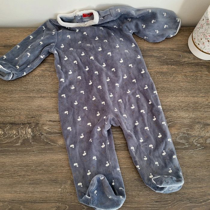Tissaia- pyjama coton velours gris 6 mois