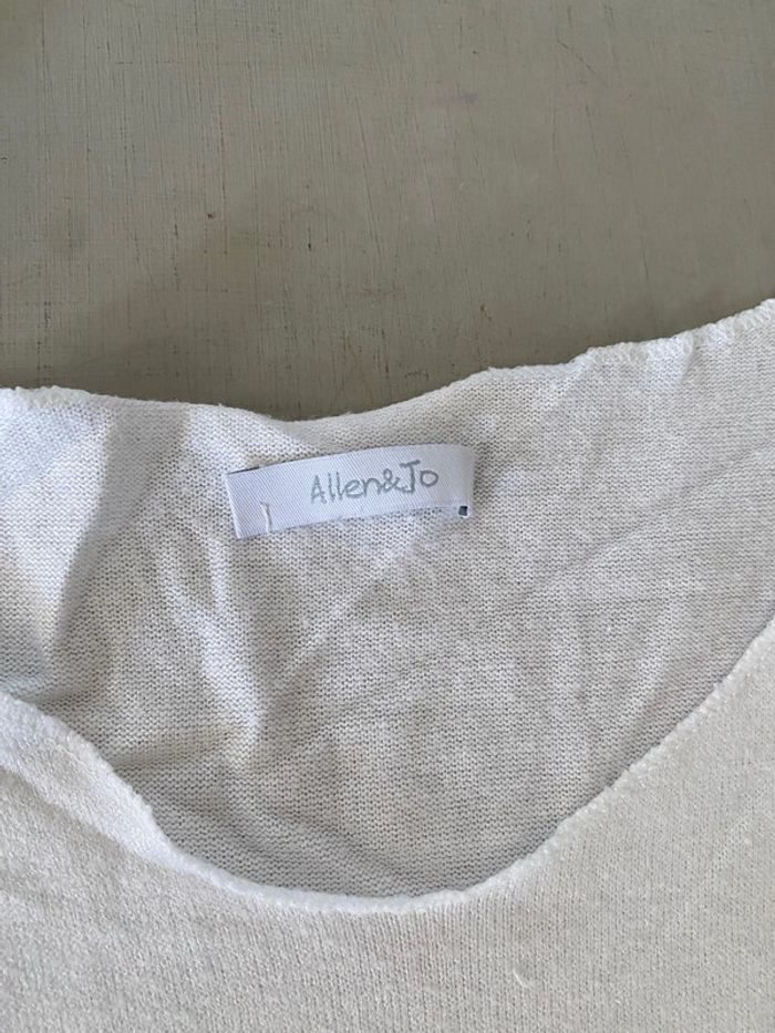 Marinière blanche et bleue ciel avec Mickey en strass Allen&Jo taille 38/40 - photo numéro 10