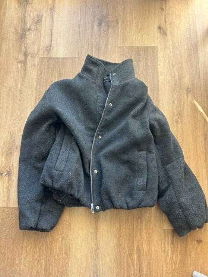 Bomber élégant effet brossé à col cheminée anthracite Asos design gris taille S - photo numéro 3