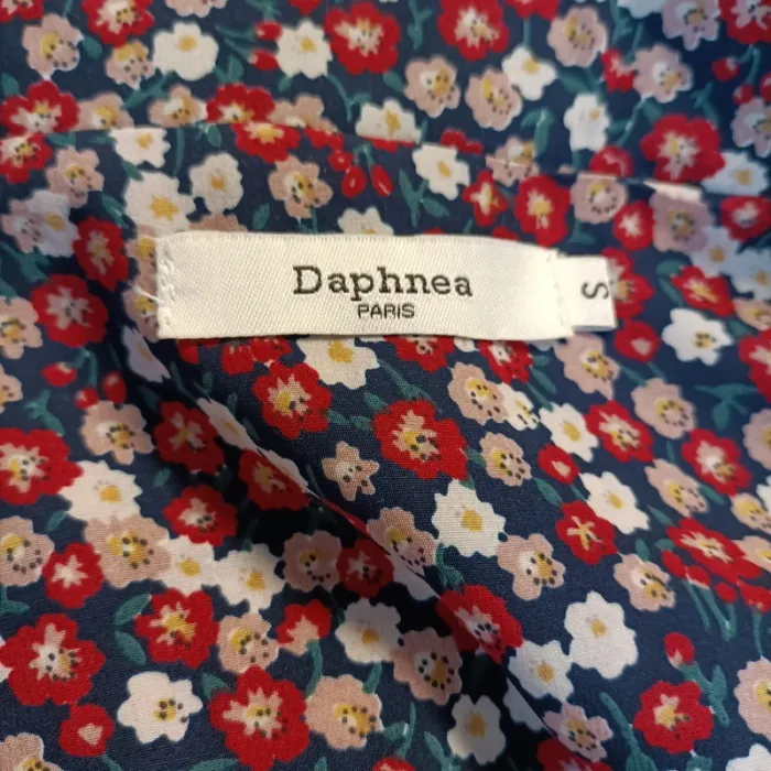 Combishort Daphnea Paris bleu marine à fleurs, col chemise, taille élastique, taille S A1210 - photo numéro 6
