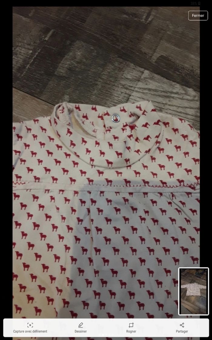 Tee shirt manche longue blanc mouton rouge - photo numéro 2