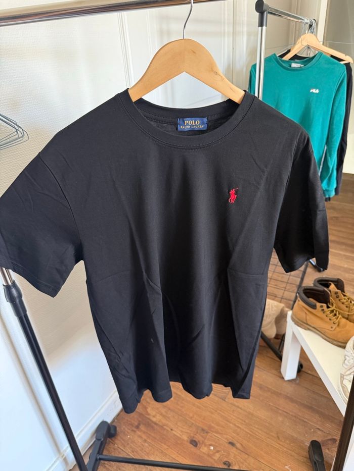T-shirt Polo Ralph Lauren Noir & Logo Rouge - photo numéro 2