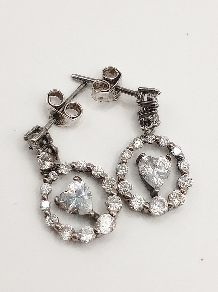 Orecchini donna bambina argento 925 zirconi cuore