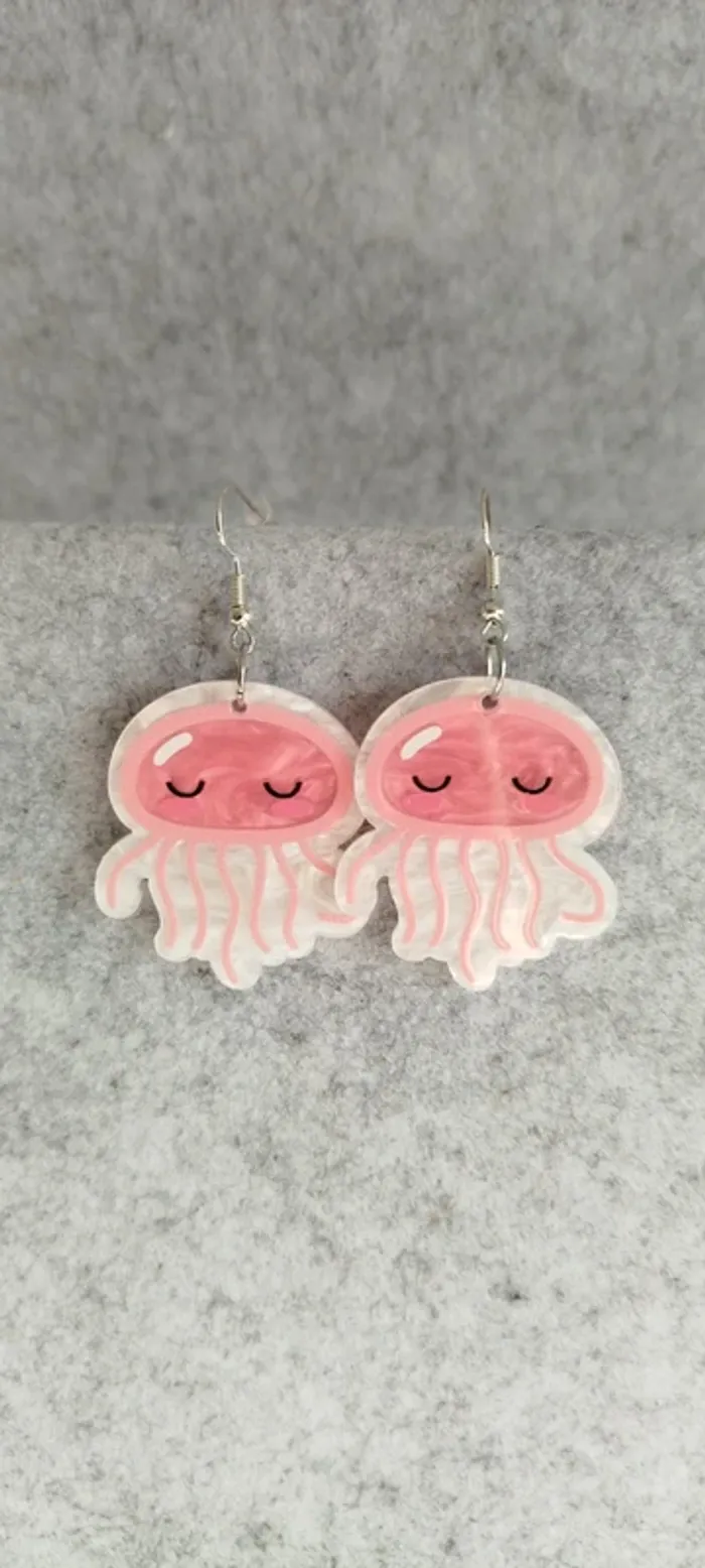 🍄 Boucles d’oreilles ▪ méduses nacrées kawaii