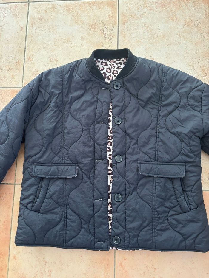 Veste matelassée noire et léopard - photo numéro 3