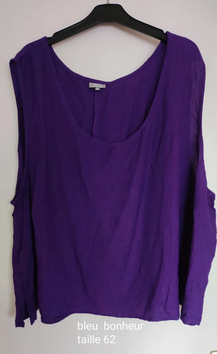 Débardeur court neuf bleu bonheur 10XL