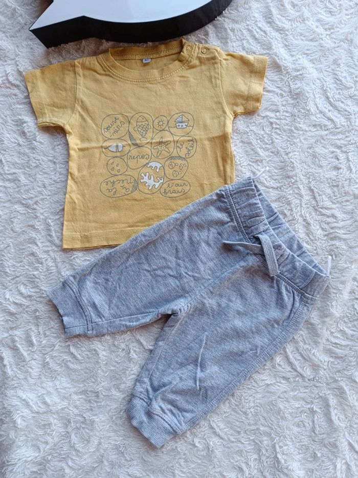 Ensemble (tee shirt manches courtes+jogging) Garçon 6 mois poissons - photo numéro 2