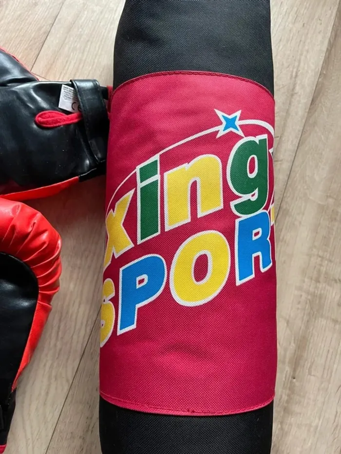 Punching ball boxe rouge avec gants enfants - photo numéro 5