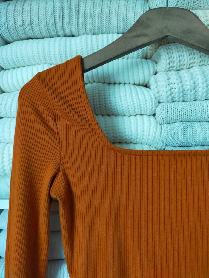 Tee shirt manches longues orange femme la redoute S - photo numéro 3