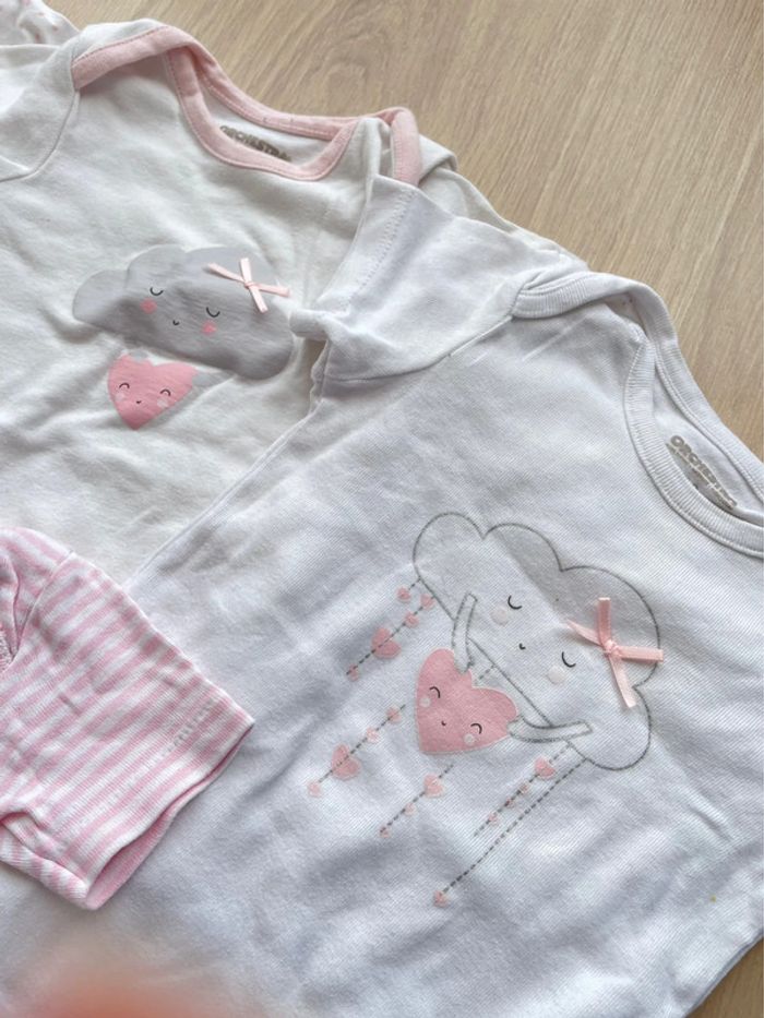 Lot de 4 bodies manches courtes bébé fille en coton rose blanc 18 mois - photo numéro 3