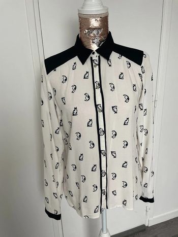 Chemise fluide / blouse naf naf 36 motif chat