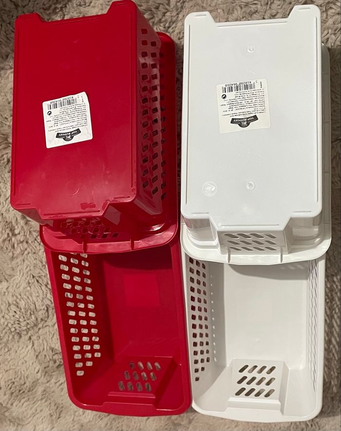 Lots 4 Paniers Des Rangement Rouge Blanc - photo numéro 5