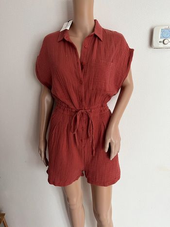 Combi short couleur terracotta taille 34, 100% coton