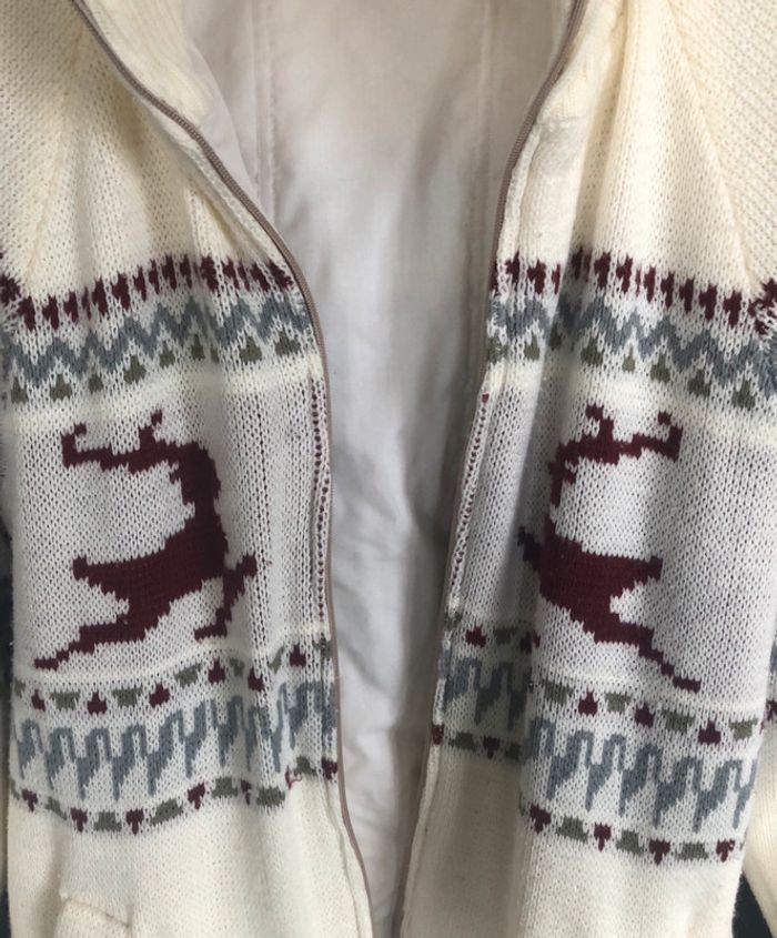 Veste réversible laine avec motifs rennes vintage taille 46 bon état. - photo numéro 12