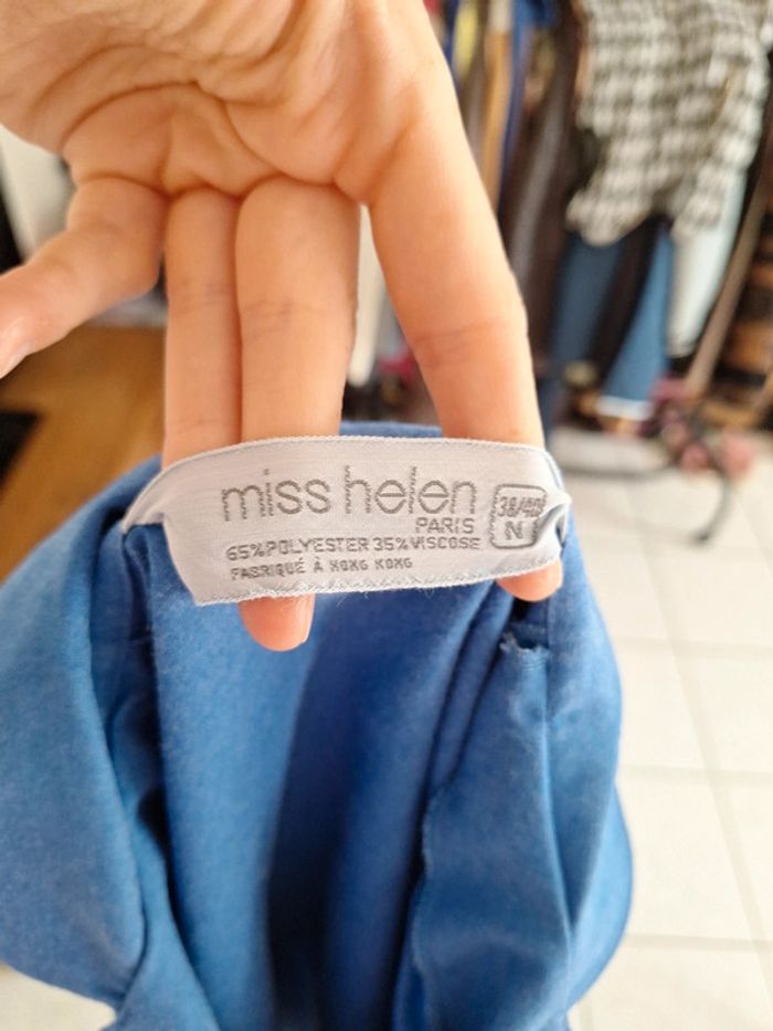 Chemisier vintage bleu Miss Helen vintage annee 80/90– T38/40 #F38M-112 - photo numéro 3