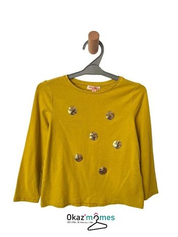 T-shirt manches longues moutarde à sequins - DPAM 5 ans