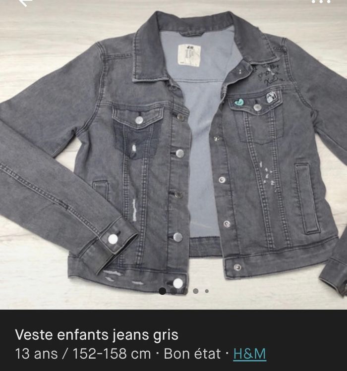 Veste fille en jeans gris