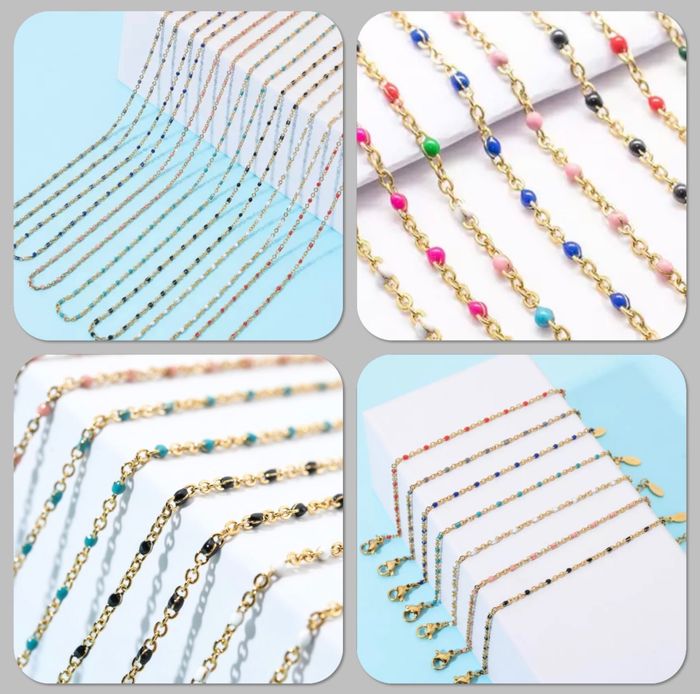 Collier perles résine email or acier - Ateliersdisa collection - photo numéro 5