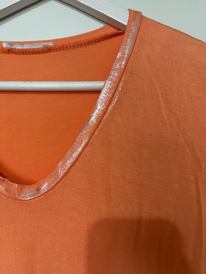 T-shirt en orange taille unique col argenté - photo numéro 3