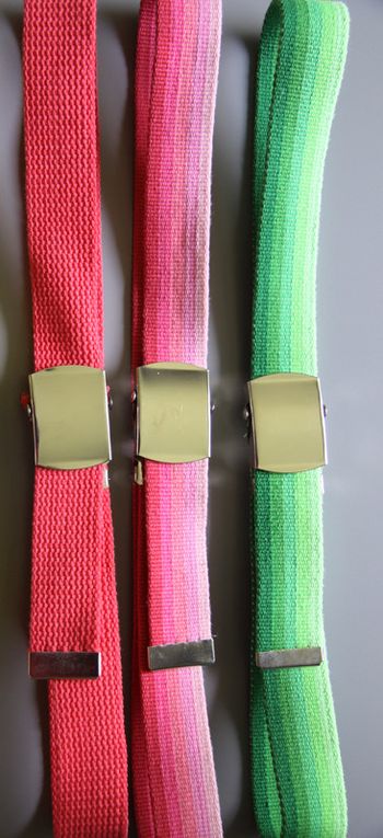 #lot de 3 ceintures vintage y2k ajustables en tissu épais / métal : 2 roses + 1 verte