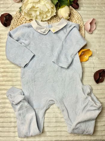 Pyjama Jacadi bleu à col blanc avec des nuages 24 mois 