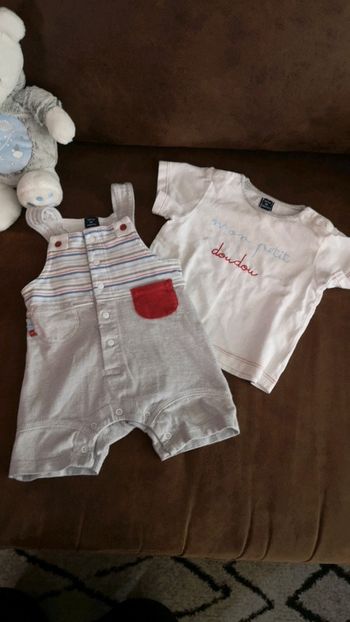 Ensemble salopette tee shirt T 3 mois