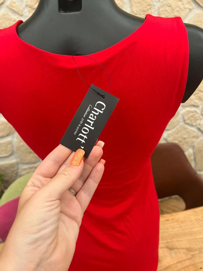 Robe rouge femme été fluide neuf avec étiquette charlott taille S 34 - 36 - photo numéro 4
