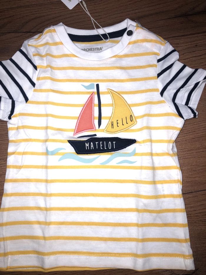 T shirt bateau garcon orchestra 🌺 taille 9 mois neuf avec étiquette - photo numéro 2