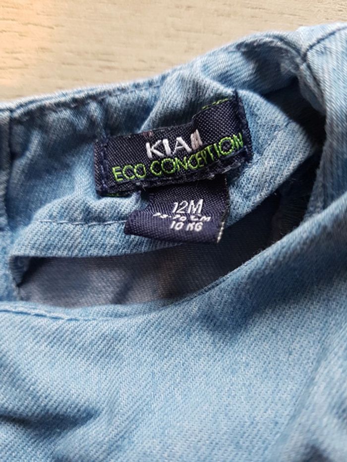 Lot de 2 robes jean et liserets dorés avec culotte cache couche. 12 mois. Kiabi. - photo numéro 2