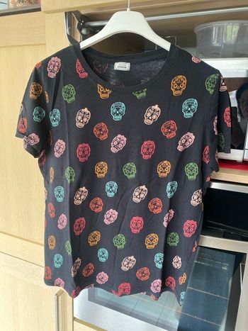 T-shirt Pinky, femme, noir, tête de mort, taille S