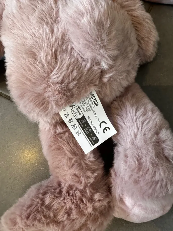 Peluche lapin - Action / Mini Matters Toys - 40cm * 20cm - Rose & Noir - Neuf avec étiquette - photo numéro 5