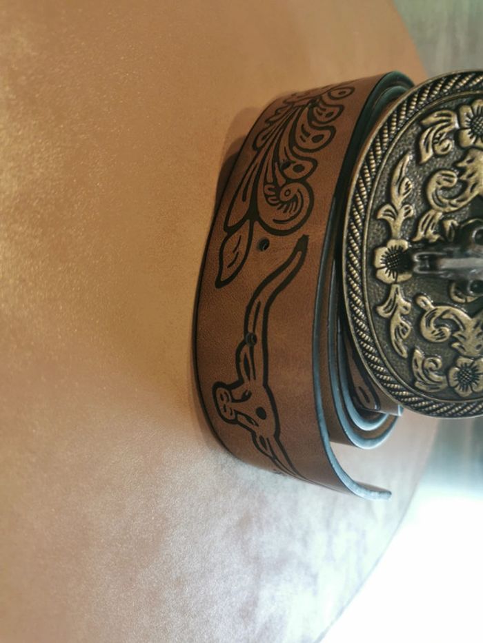 Ceinture de cowboy country taureau dorée - photo numéro 3