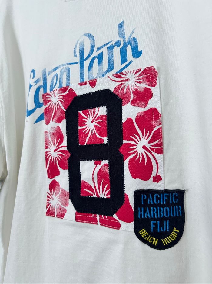 Polo manches courtes blanc empiècement dos col marine Eden Park 2XL - photo numéro 8