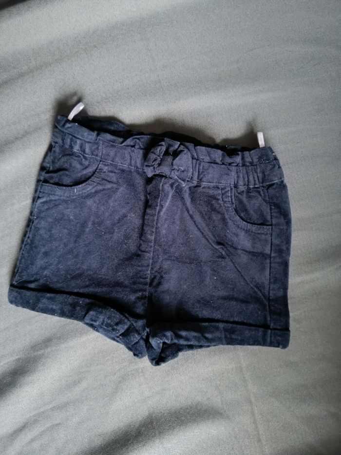 Short bleu en velours 💕 Taille 9 mois - photo numéro 2