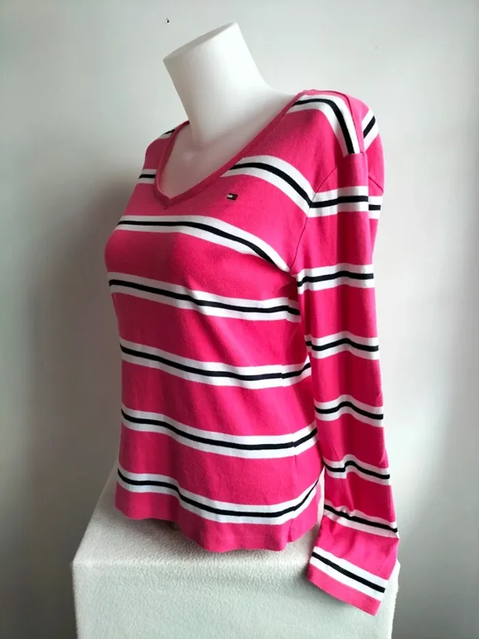 Pull Femmes Fin et Léger Col V 100% Coton - Tommy Hilfiger - Taille L - photo numéro 4
