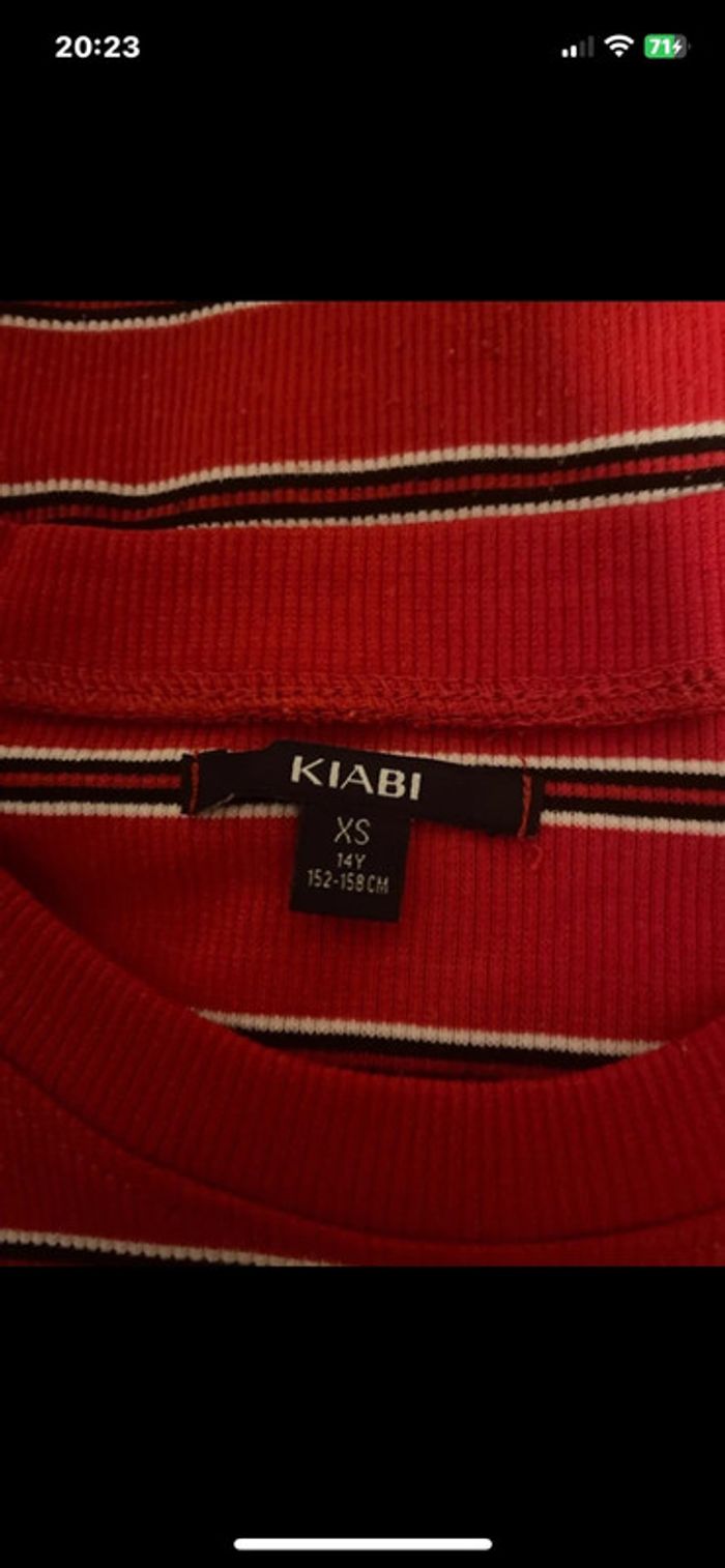 Robe longue rouge à rayures – Style casual chic XS/14 ans - photo numéro 3