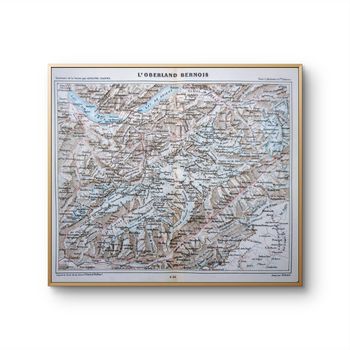 Imprimée en 1844, L'Oberland bernois, Suisse. Original Vintage Authentique.