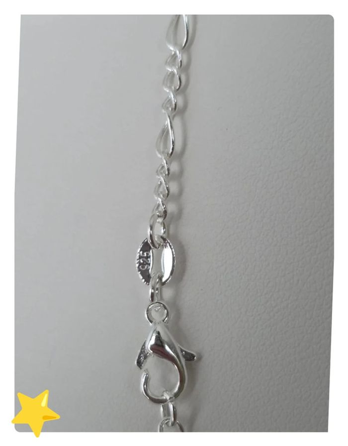 Collier maille figaro 2mm 40cm plaquage argent - photo numéro 5