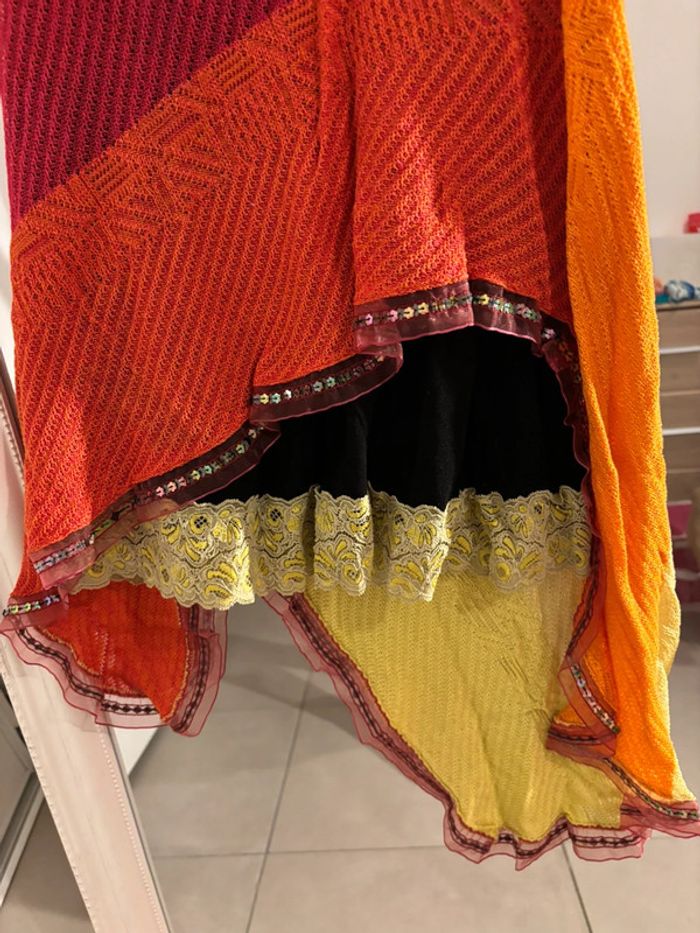 Robe deux-en-un originale dentelle & résille colorée - photo numéro 3
