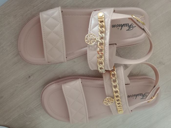 Sandales compensées beige rosé Fashion - photo numéro 3