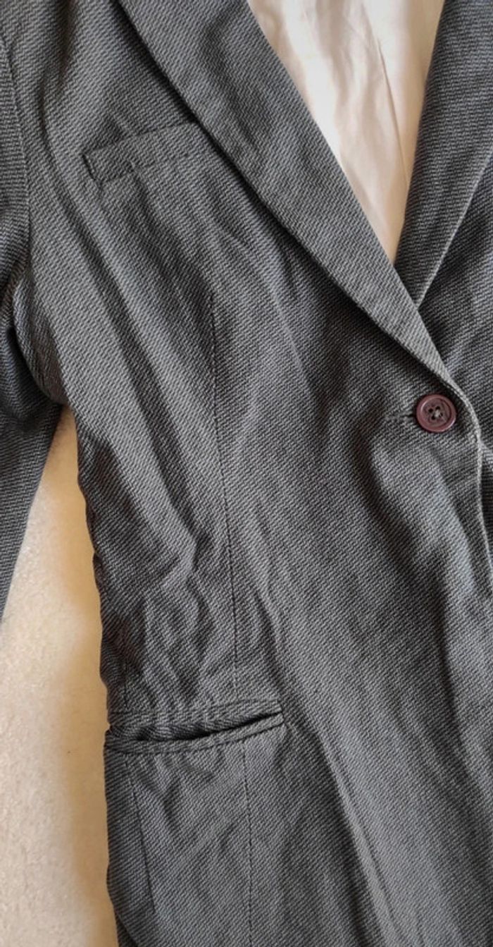Veste Blazer mi longue One Step bleu marine 38 100% coton - photo numéro 7