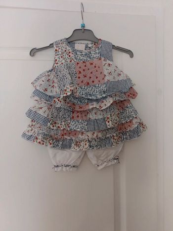 Combinaison bretelles coton et lin noukies 3 mois