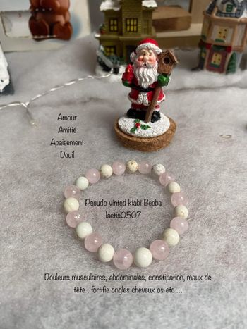 Bracelet en quartz rose et magnesite , lithothérapie