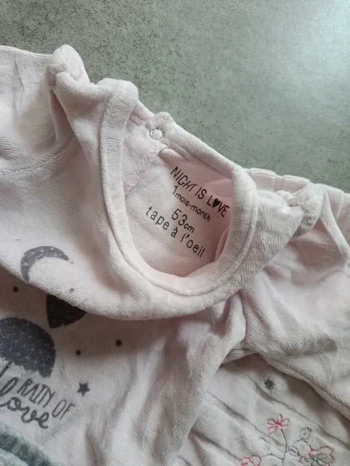 Lot de 3 pyjamas velours tape à l'oeil 1 mois - photo numéro 5