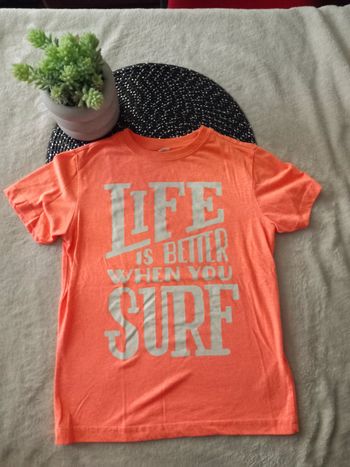 T-shirt orange Zeeman 134/140 – Surf – bon état