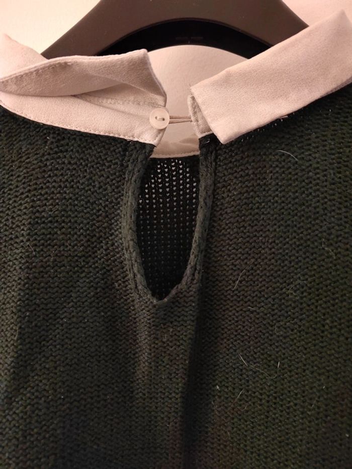Pull 2 en 1 vert et blanc avec perles t. L Gemo - photo numéro 5
