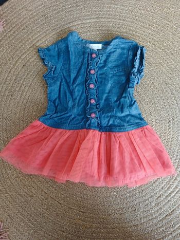 Robe été jean et tutu rose Absorba 6 mois