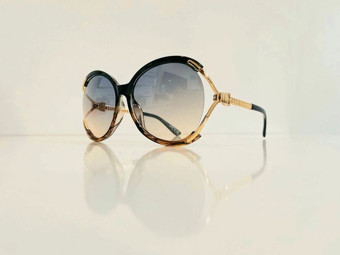 Lunette de soleil femme verte dorée et marron léopard verres dégradés UV protection cat 2 - photo numéro 4